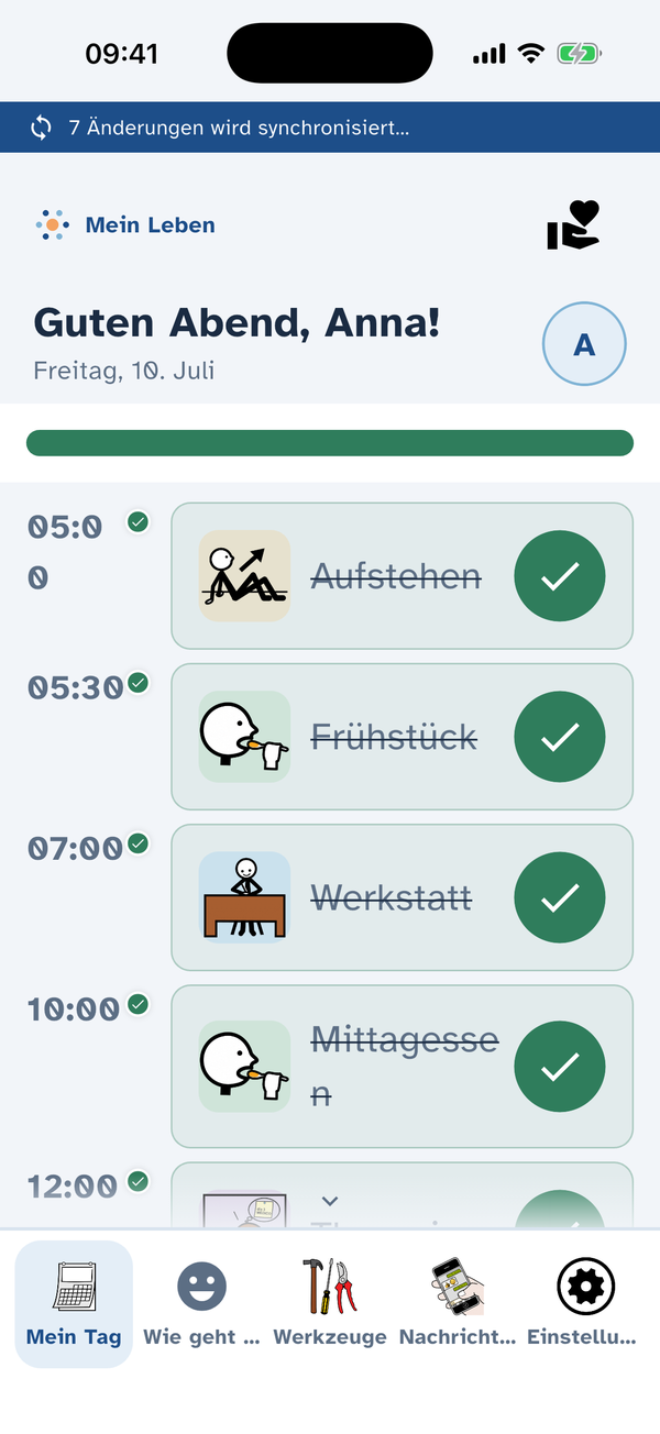 Mein Tag — der Tagesplan in der Handy-App