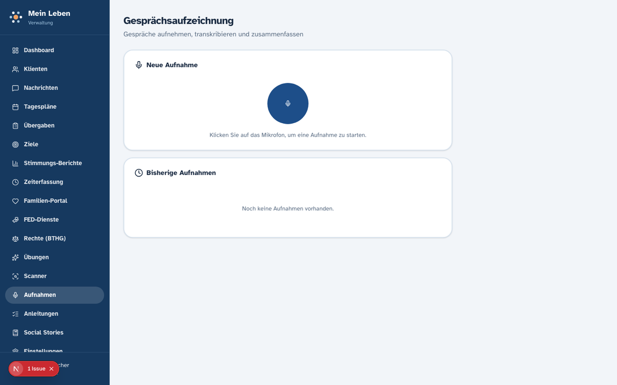 Gesprächsaufnahmen in der Web-App