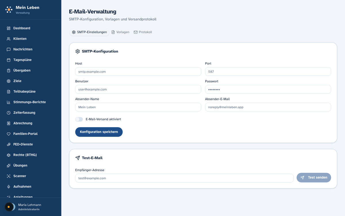 E-Mail-Verwaltung Ihrer Einrichtung in der Web-App