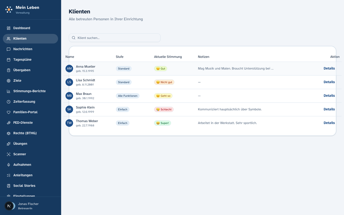 Klienten-Akte in der Web-App