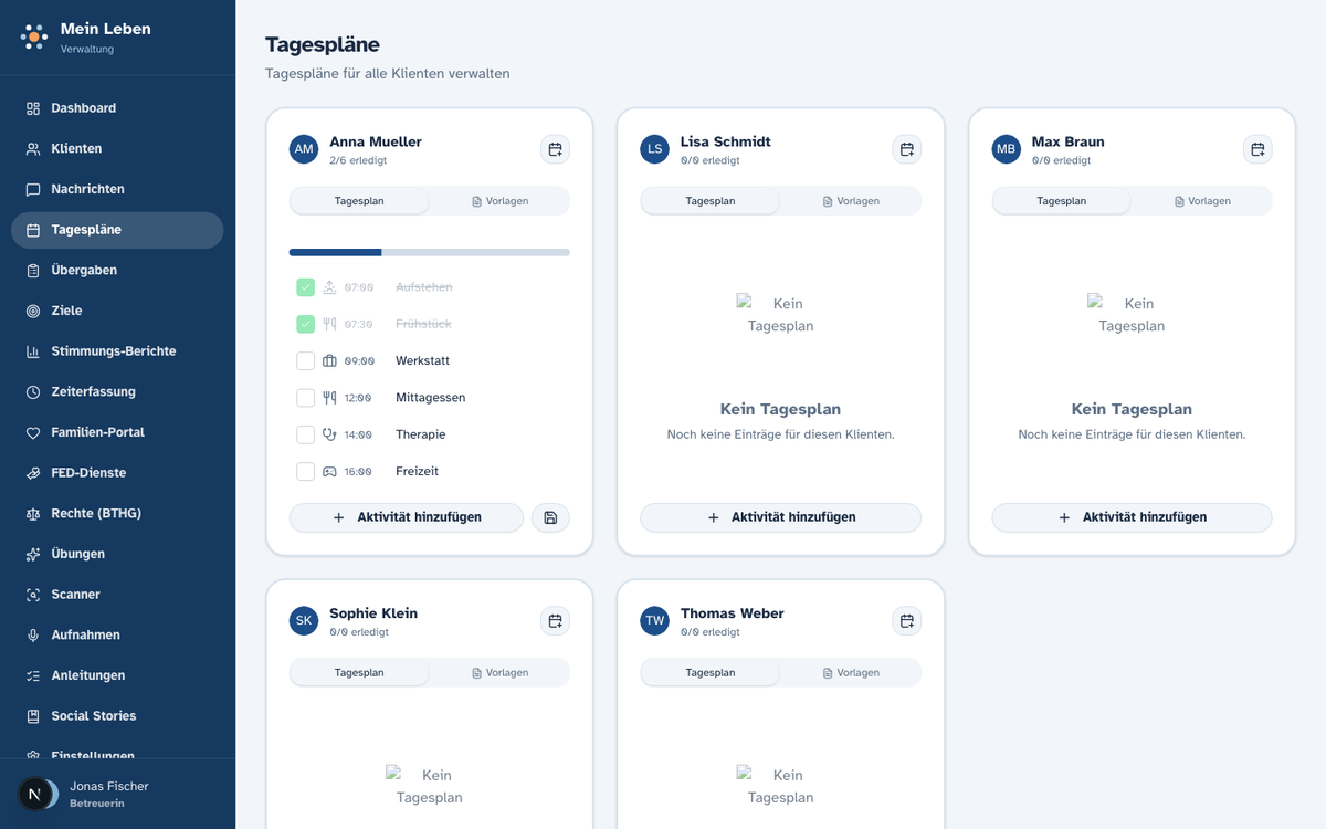 Tagespläne & Vorlagen in der Web-App